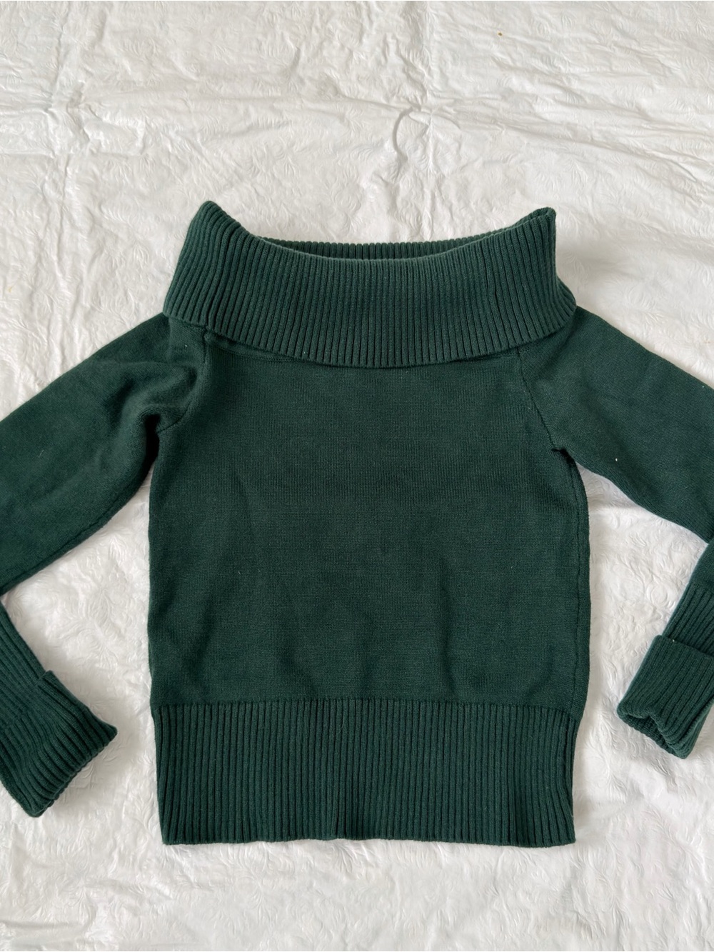 Women’s Dark Green Cowl Ribbed Turtleneck Sweater